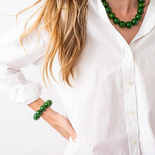 Cece Large Resin Bead Bracelet Green
