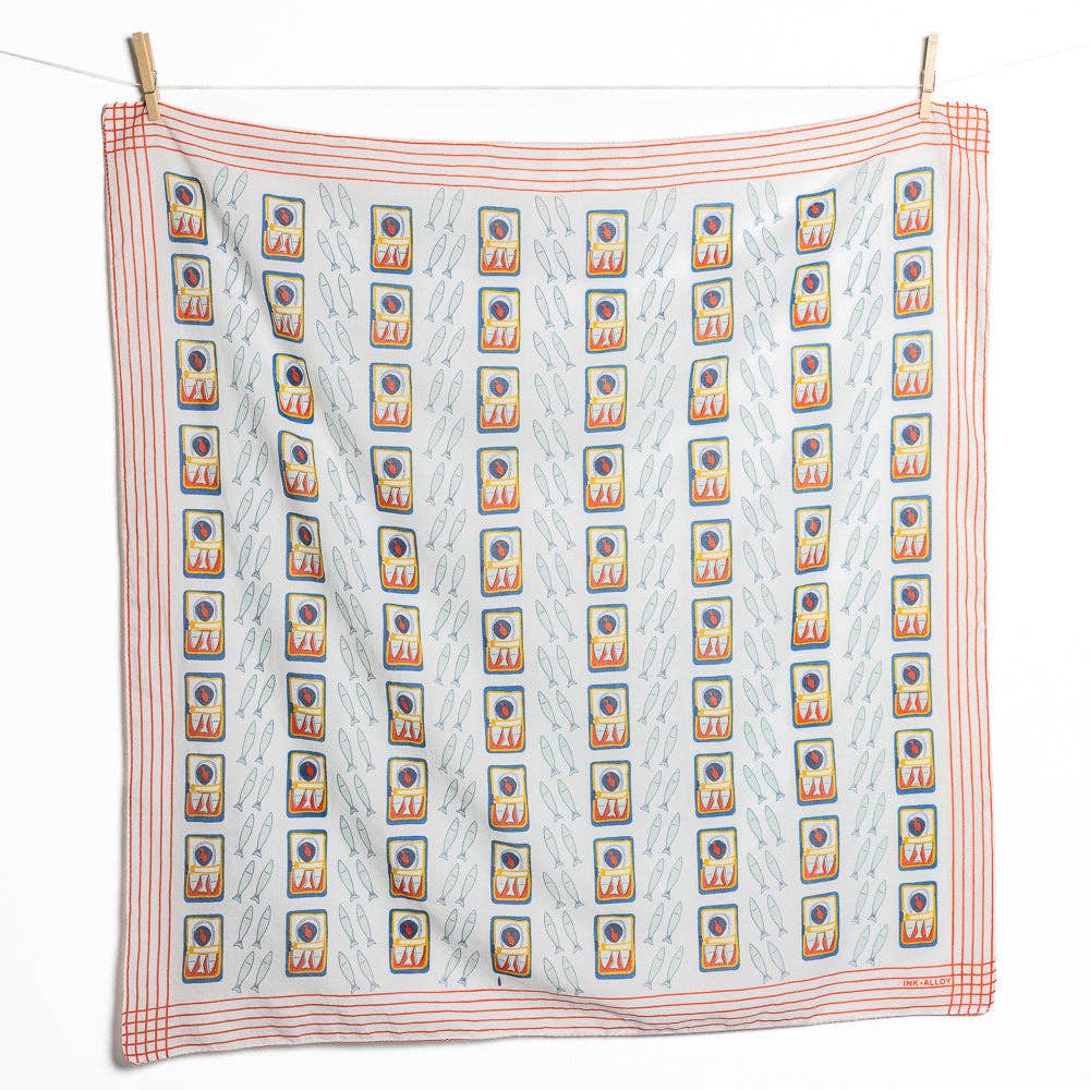 Olivia Square Scarf Sardine Print
