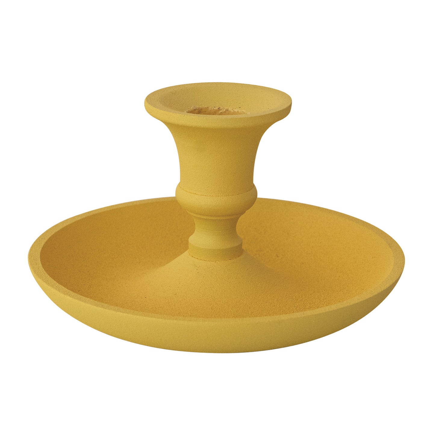 Textured Cast Metal Taper Holder, Matte Finish, Yellow