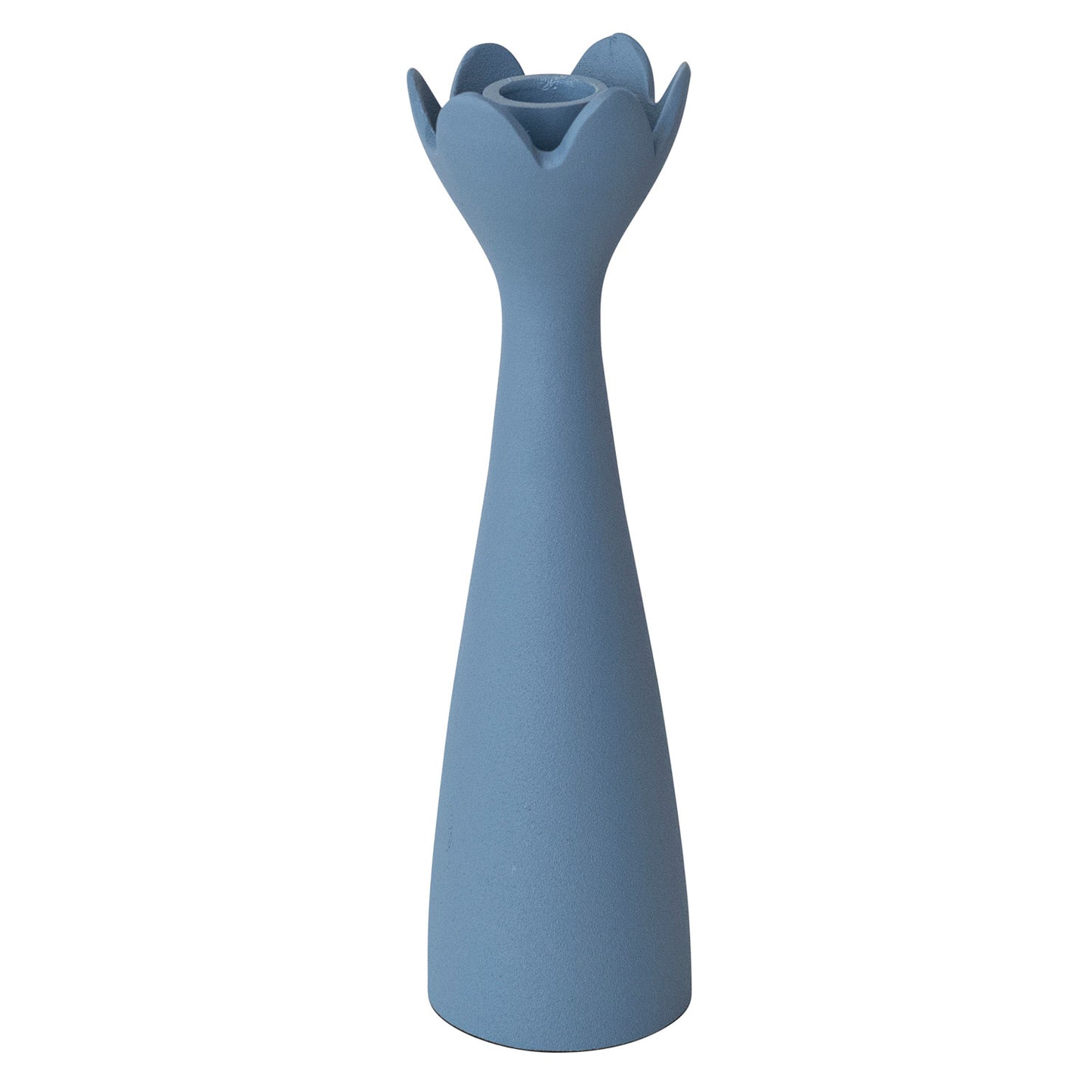 Textured Cast Metal Taper Holder, Matte Finish, Blue