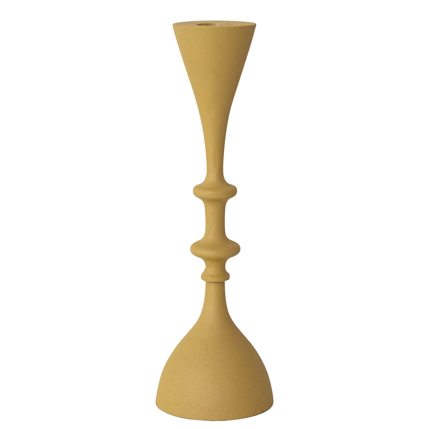 Textured Cast Metal Taper Holder, Matte Finish, Mustard Color