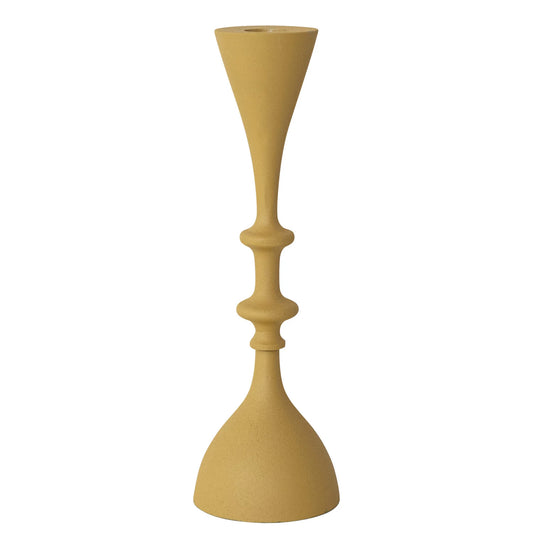 Textured Cast Metal Taper Holder, Matte Finish, Mustard Color