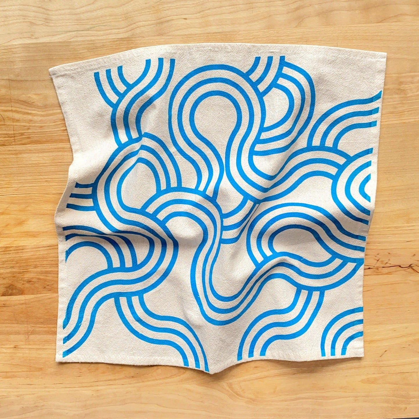 Winding Loops Hand Printed Cotton Napkins, Set of 4