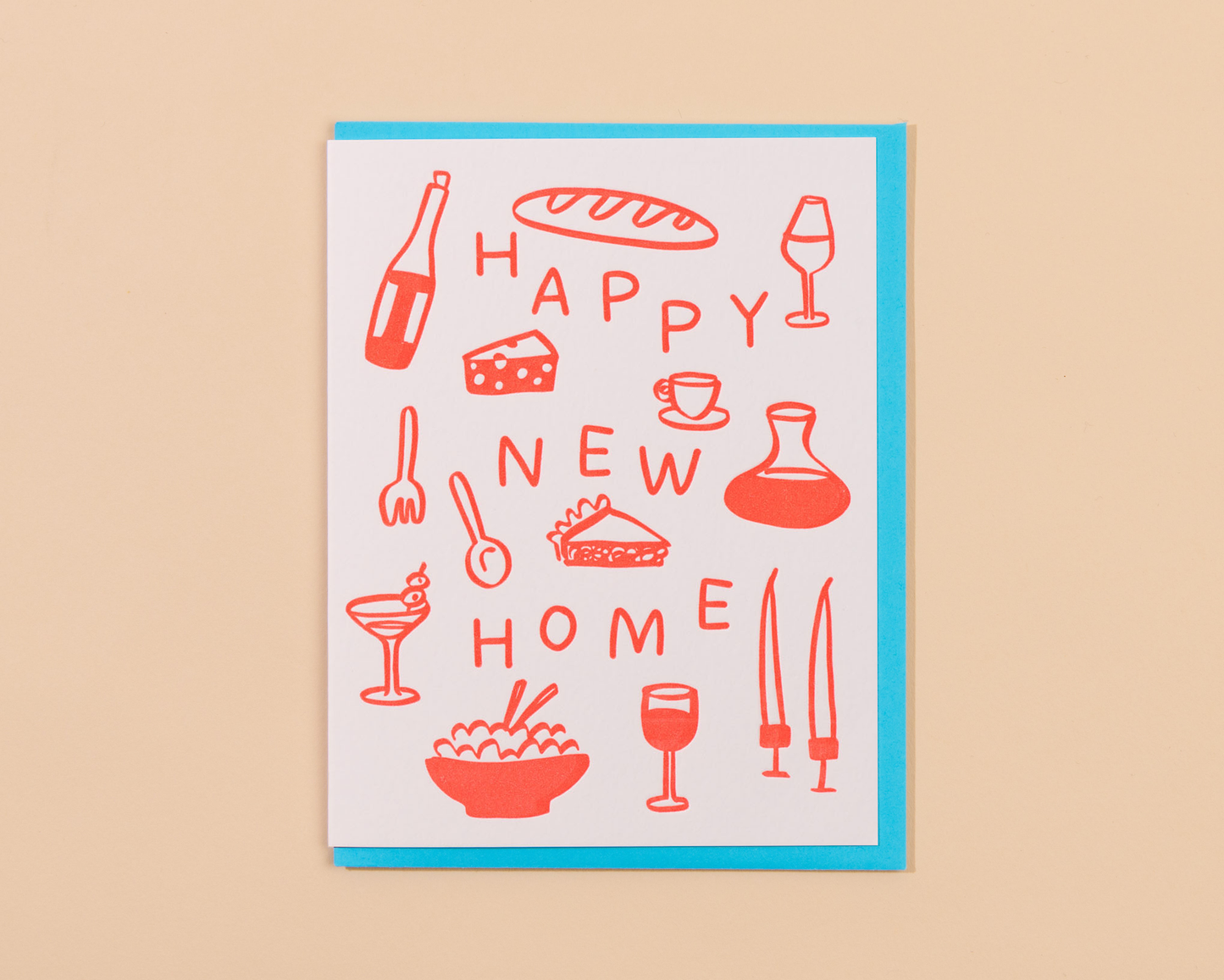 Letterpress New Home Card—Happy New Home (Icon, Cute)