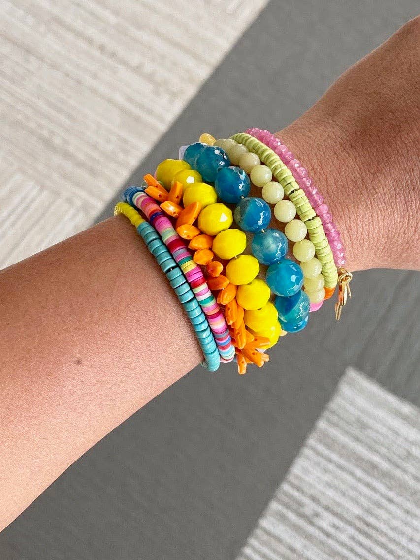 EMIB06 Pink, orange, blue, & yellow wrap bracelet