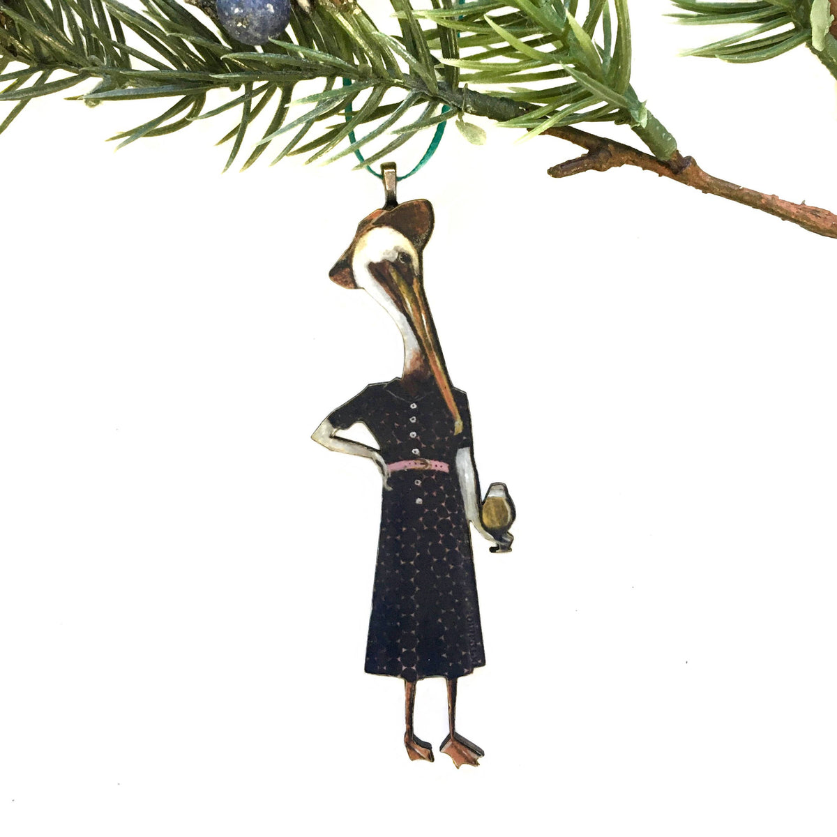 Lady Pelican Christmas Ornament
