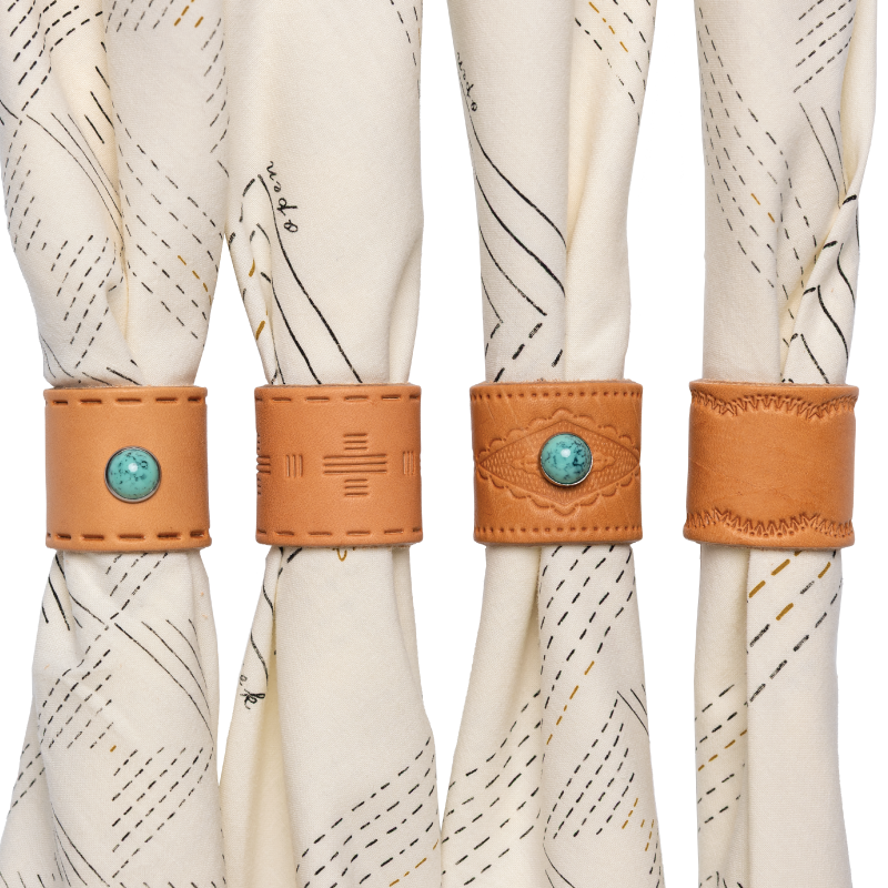 Leather Bandana Slide - Tooled - Scarf Ring
