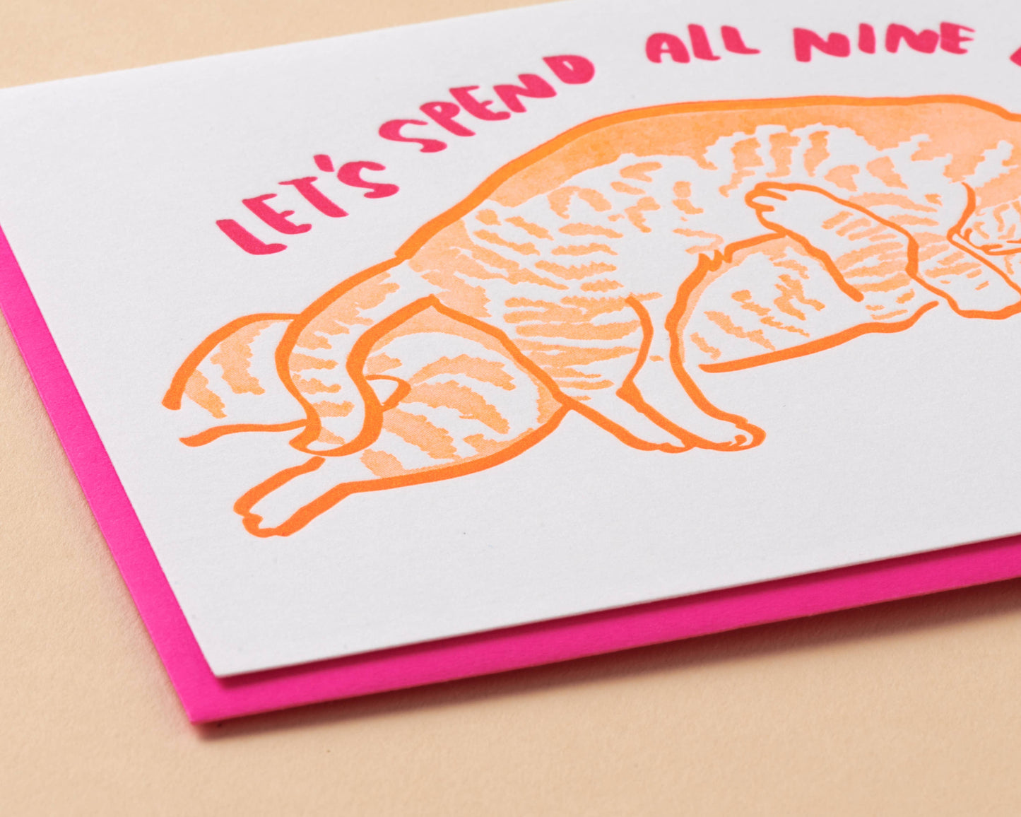 Letterpress Love or Anniversary Card—All Nine Lives (Cats)