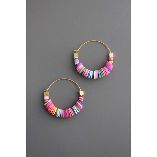 EMIE17 Rainbow hoop earrings