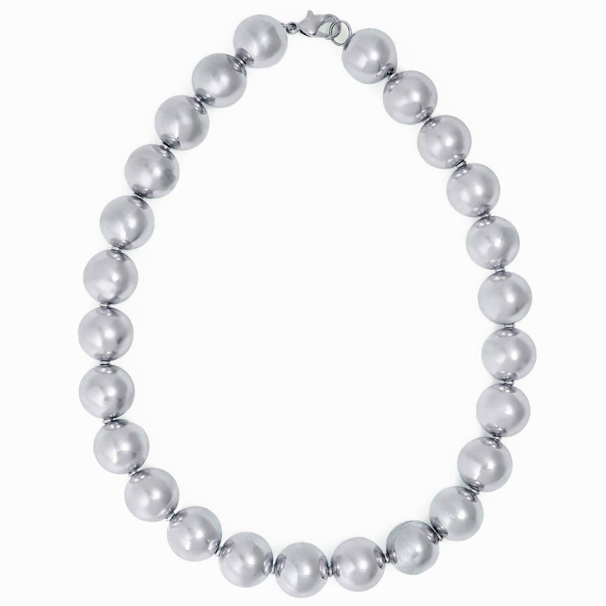 Iris Large Brass Bead Necklace Silver
