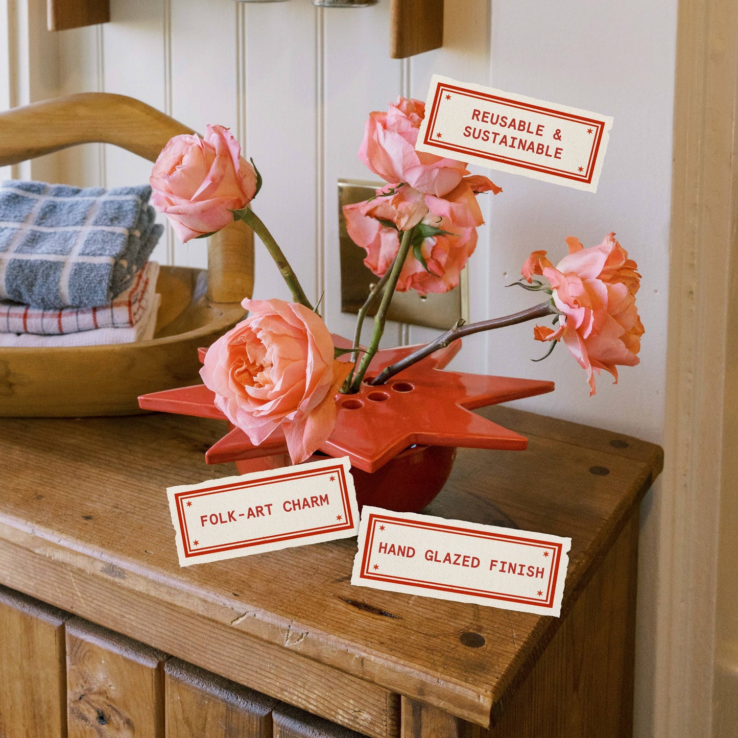 Star Flower Frog  | Ruby Red | Ceramic Lid