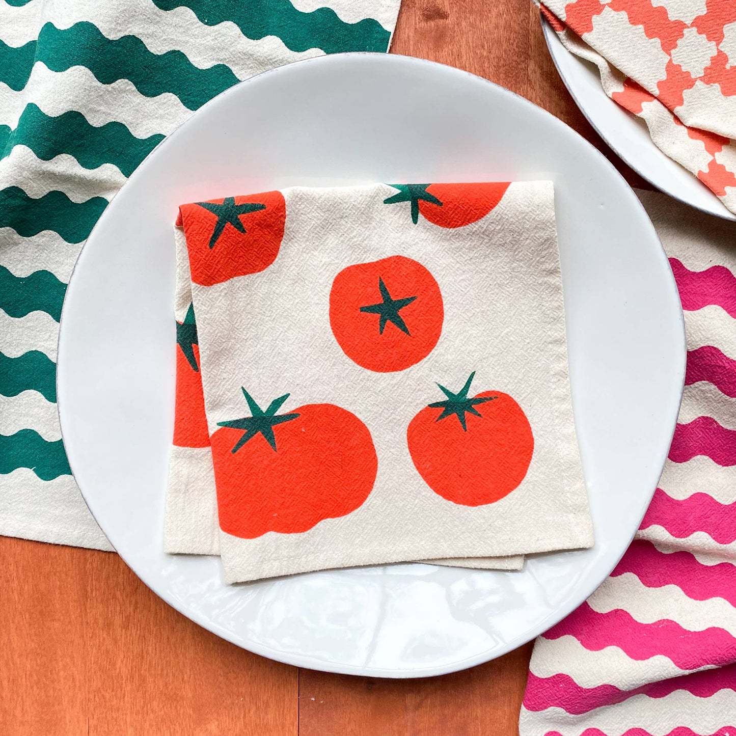 Tomatoes Multi-Color Hand Printed Cotton Napkins, Set of 4