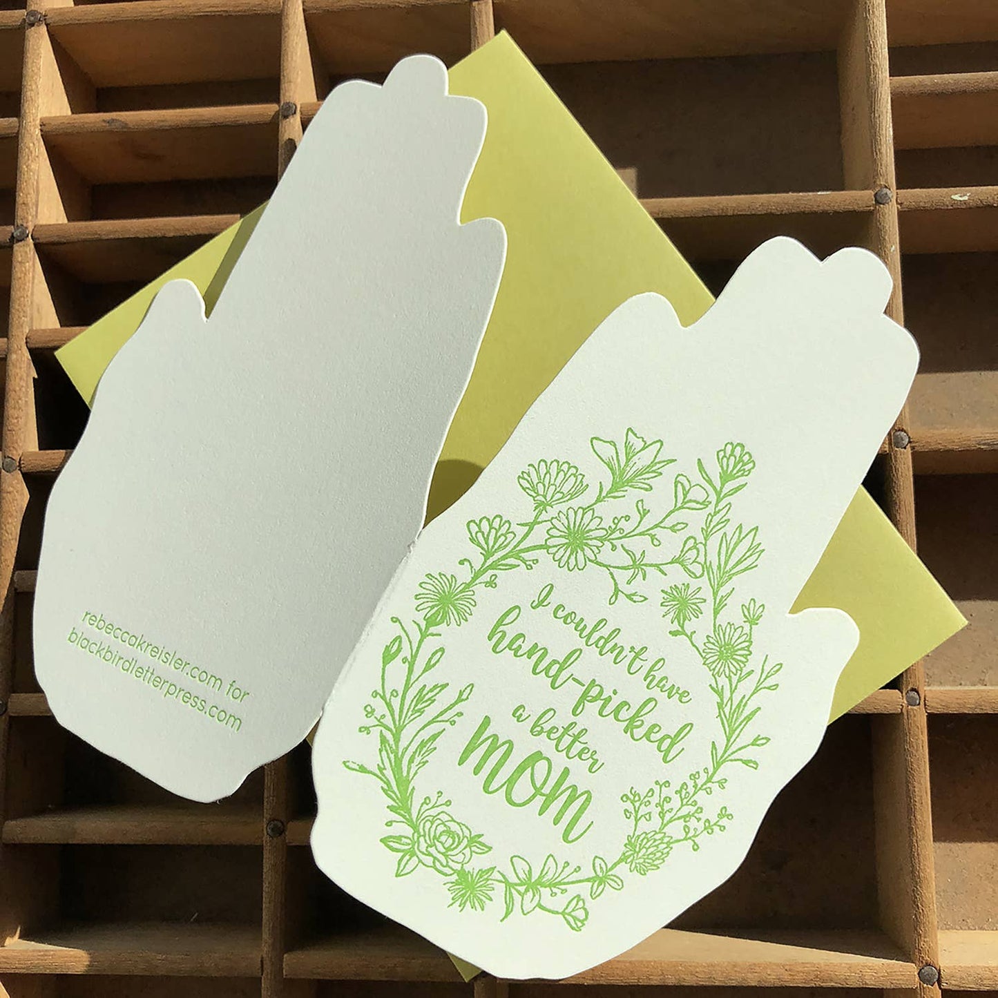 Hand-picked mom shaped card