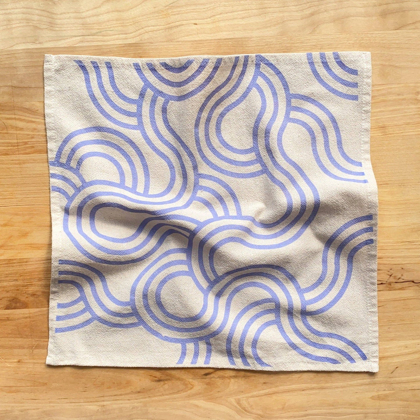 Winding Loops Hand Printed Cotton Napkins, Set of 4
