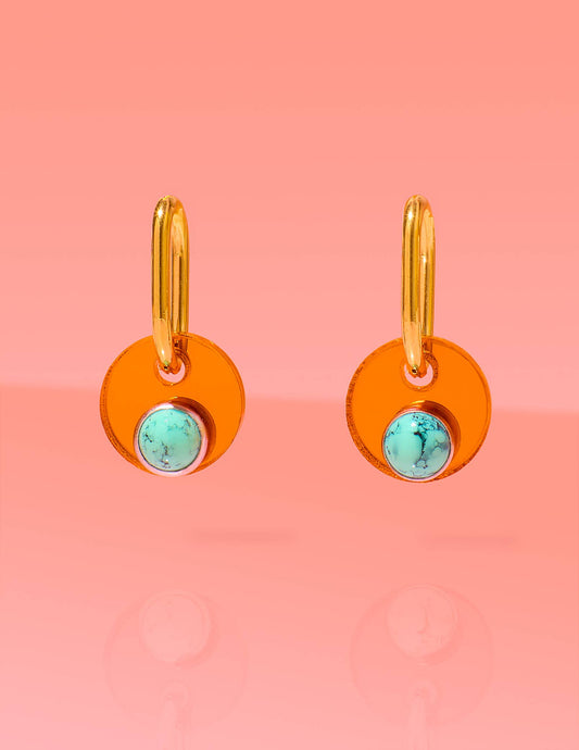 Deco Glam Medallion Oval Hoops Copper