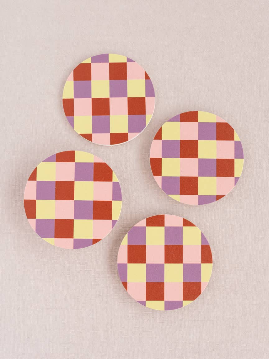 Sorbet Checkered Coasters | Set of Four