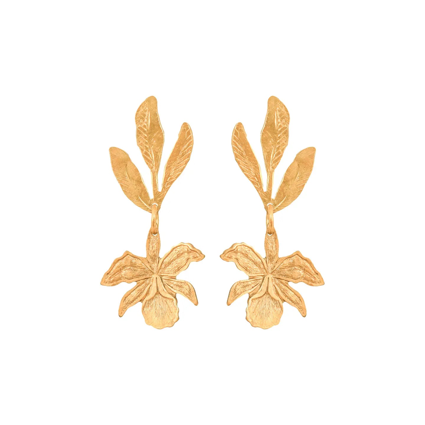 Gold Orchid Earrings