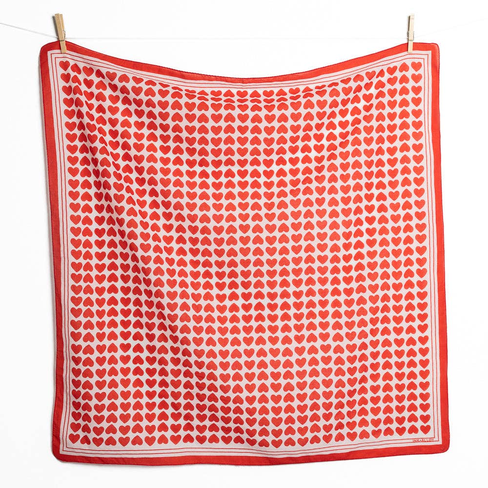 Olivia Square Scarf Heart Print
