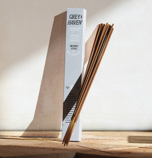 Greyhaven Incense Sticks – Sea Air, Pinewood & Moss | Slow Burning, 20-Pack