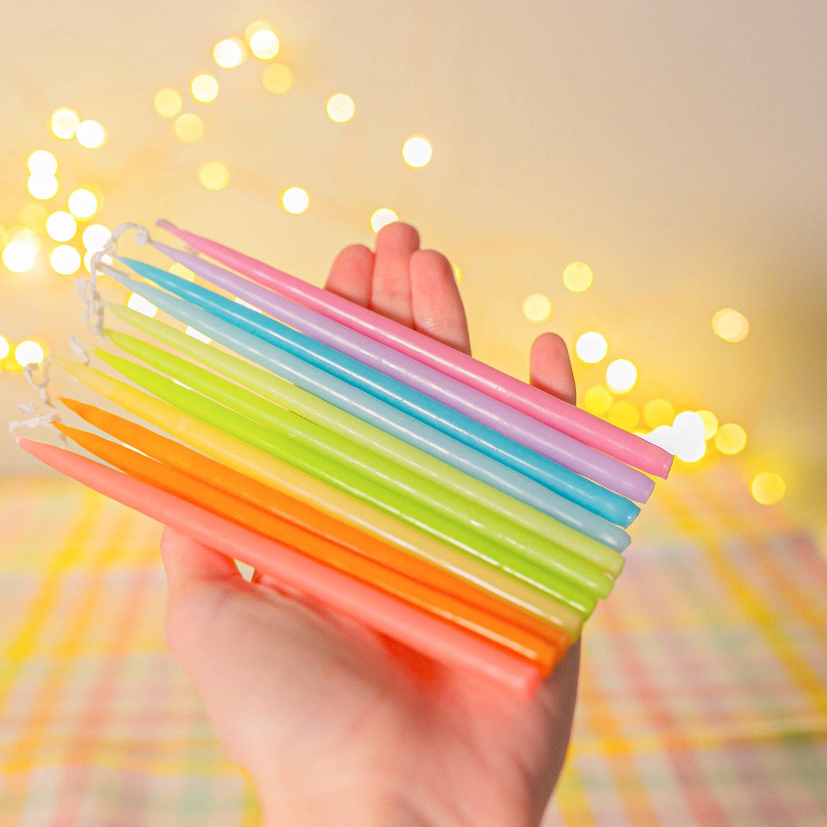 Pastel Rainbow Tapered Candle Set (x12)