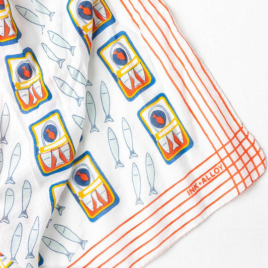 Olivia Square Scarf Sardine Print