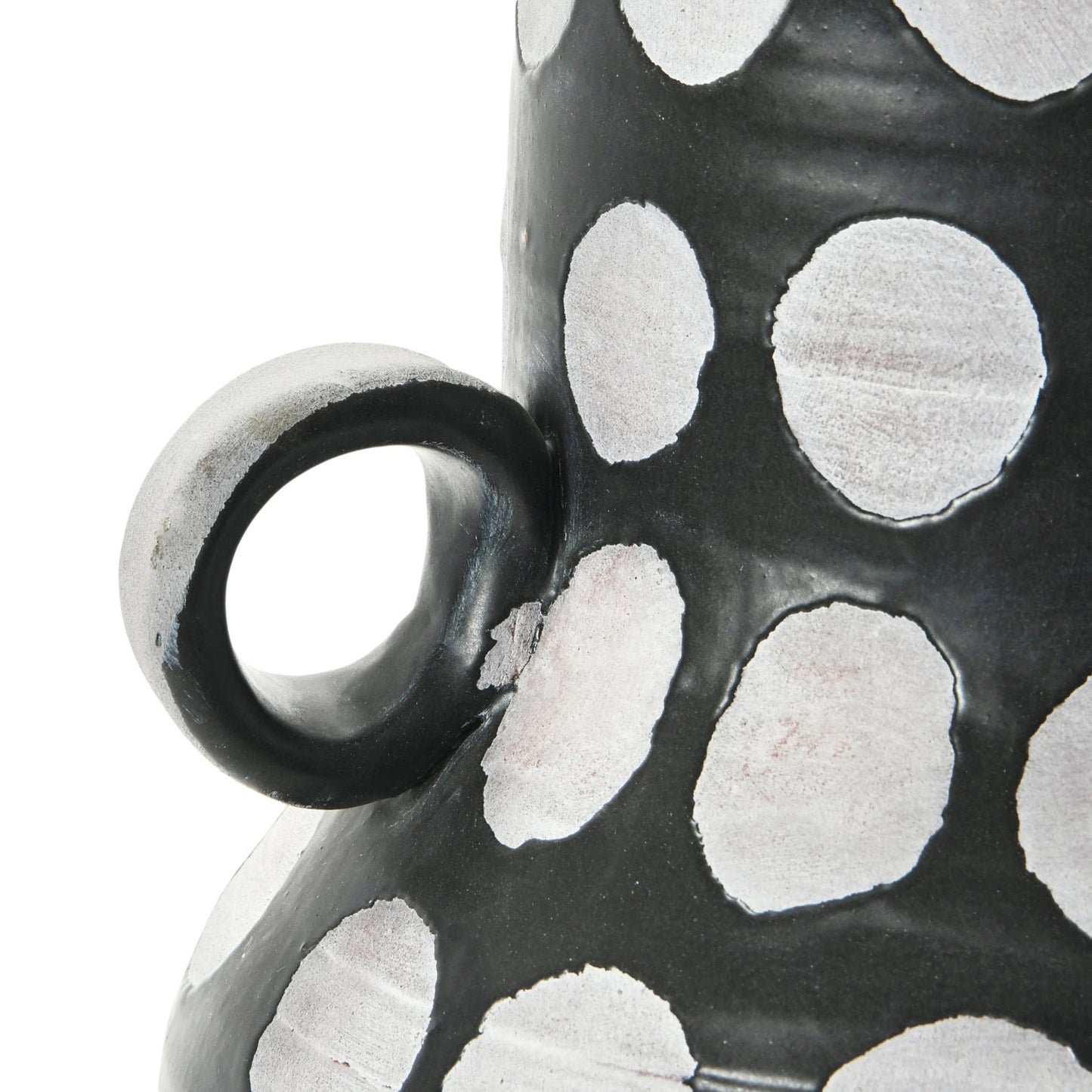 Hand-Painted Terracotta Vase with Polka Dots