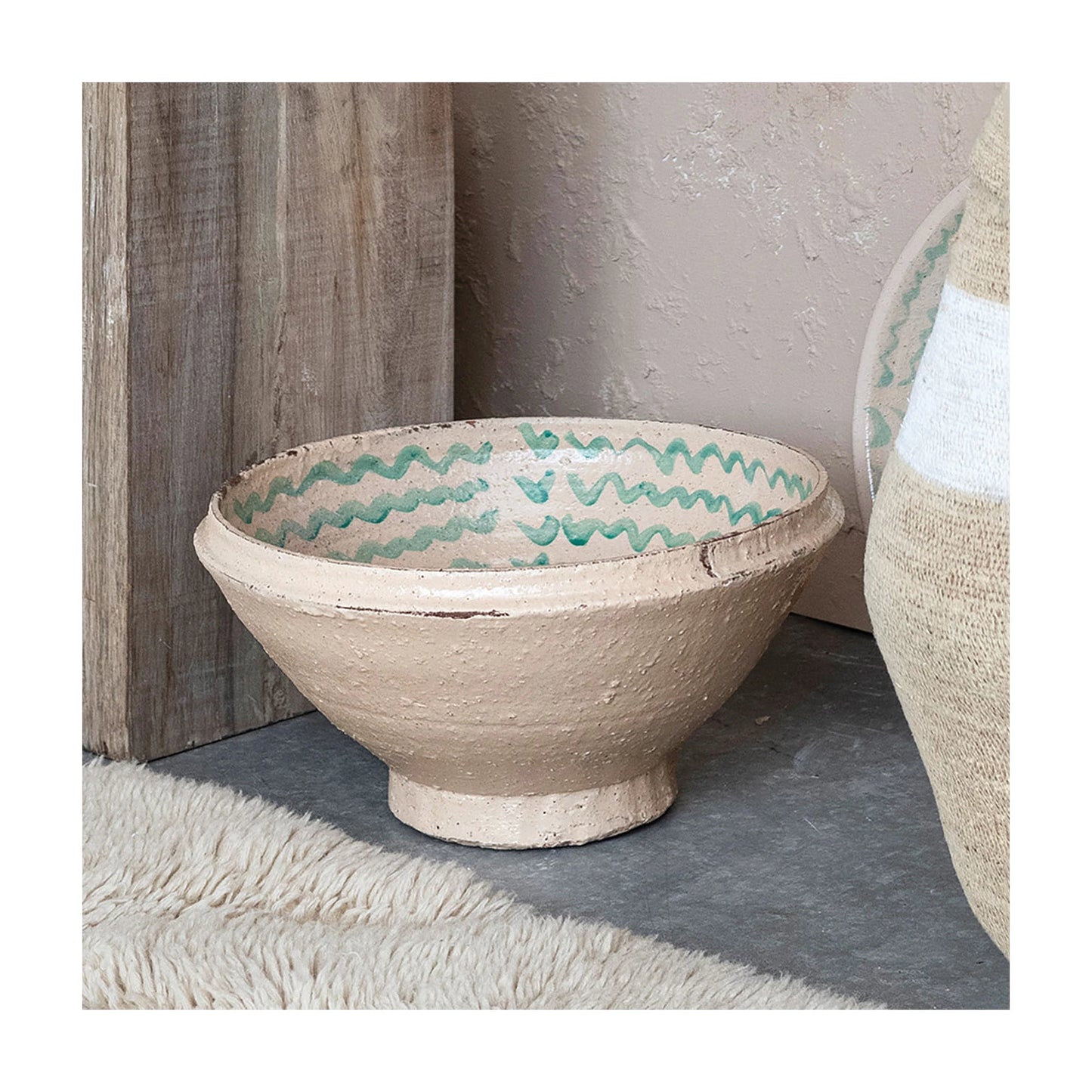 Decorative Hand-Painted Terra-cotta Bowl w/ Pattern (Each One Will Vary)