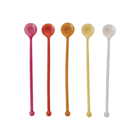 Resin Cocktail Spoon, 5 Marbled Colors