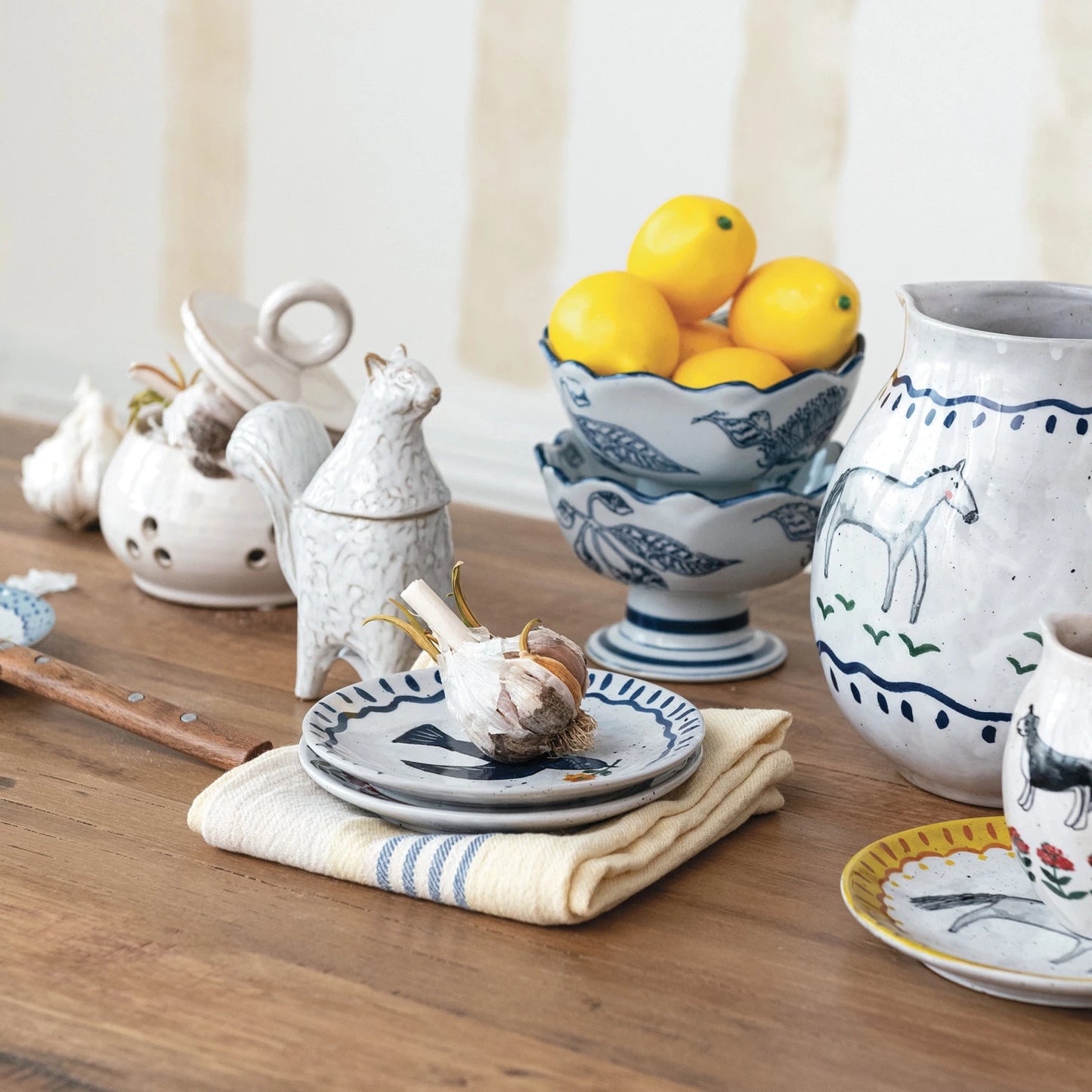 Hand-Painted Stoneware Plate w/ Animal Image, 4 Styles