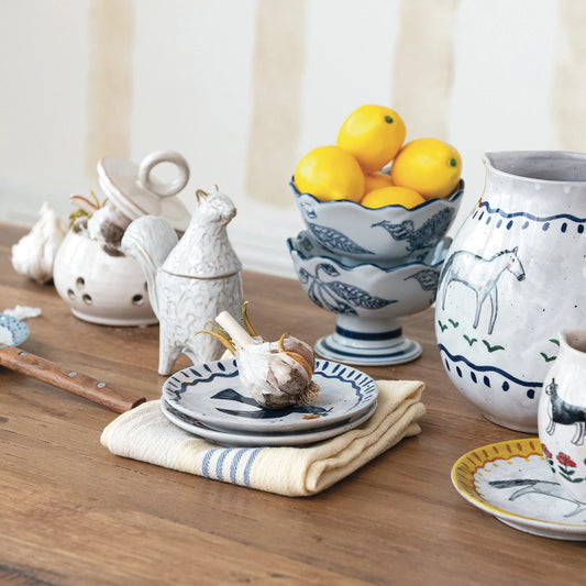 Hand-Painted Stoneware Plate w/ Animal Image, 4 Styles