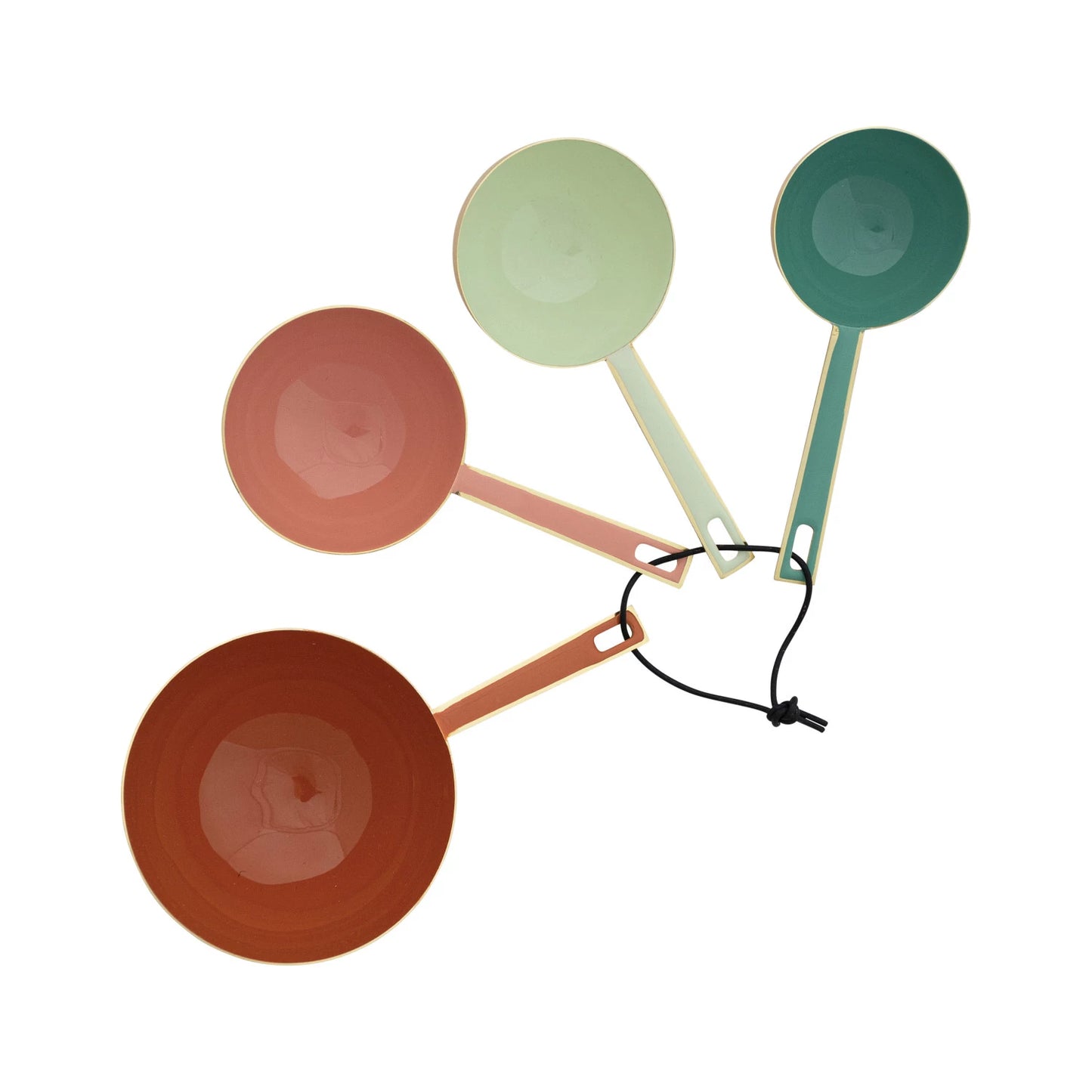 Enameled Measuring Cups with Leather Tie, 4 Colors, Set of 4