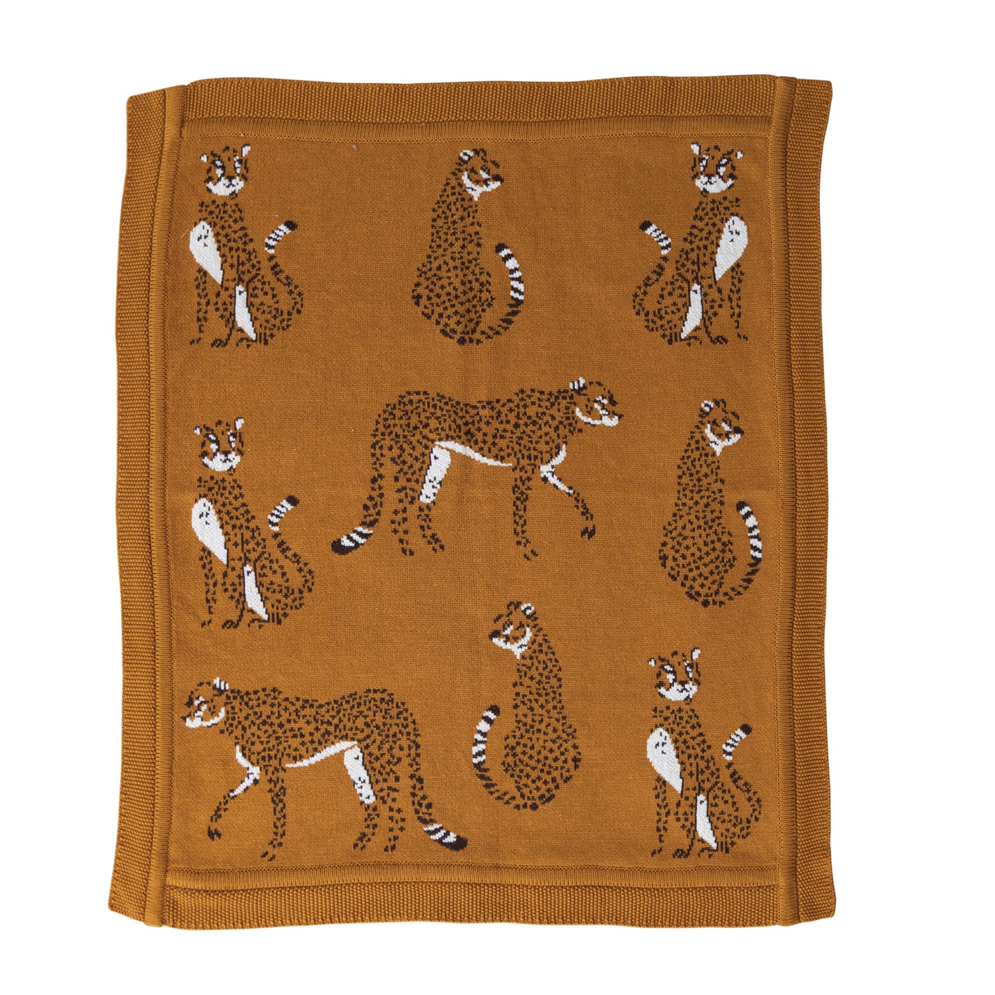Cotton Knit Baby Blanket with Cheetahs