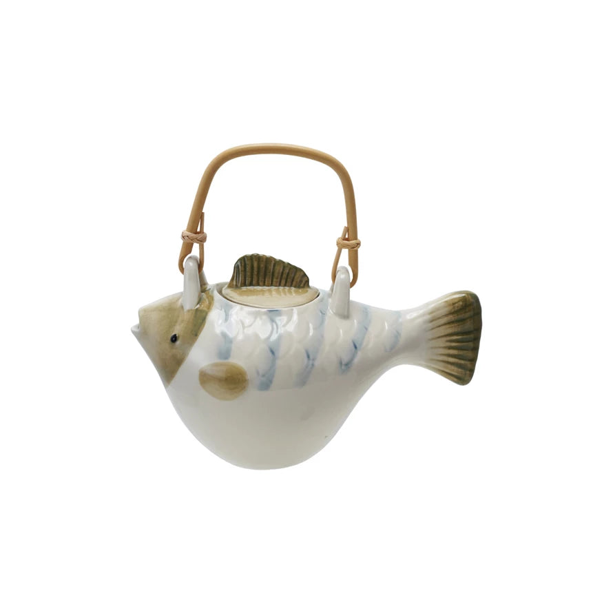 24 oz. Hand-Painted Teapot with Strainer & Handle