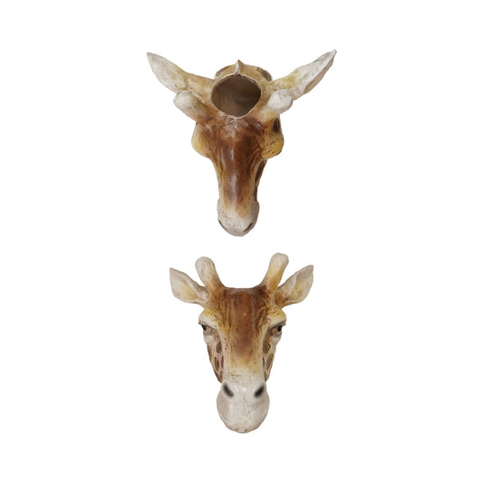 Resin Giraffe Head Wall Vase, Cream Color & Brown