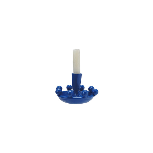 Cast Iron Taper Holder with Balls, Blue