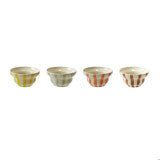 Hand-Painted Stoneware Striped Bowl, 4 Colors