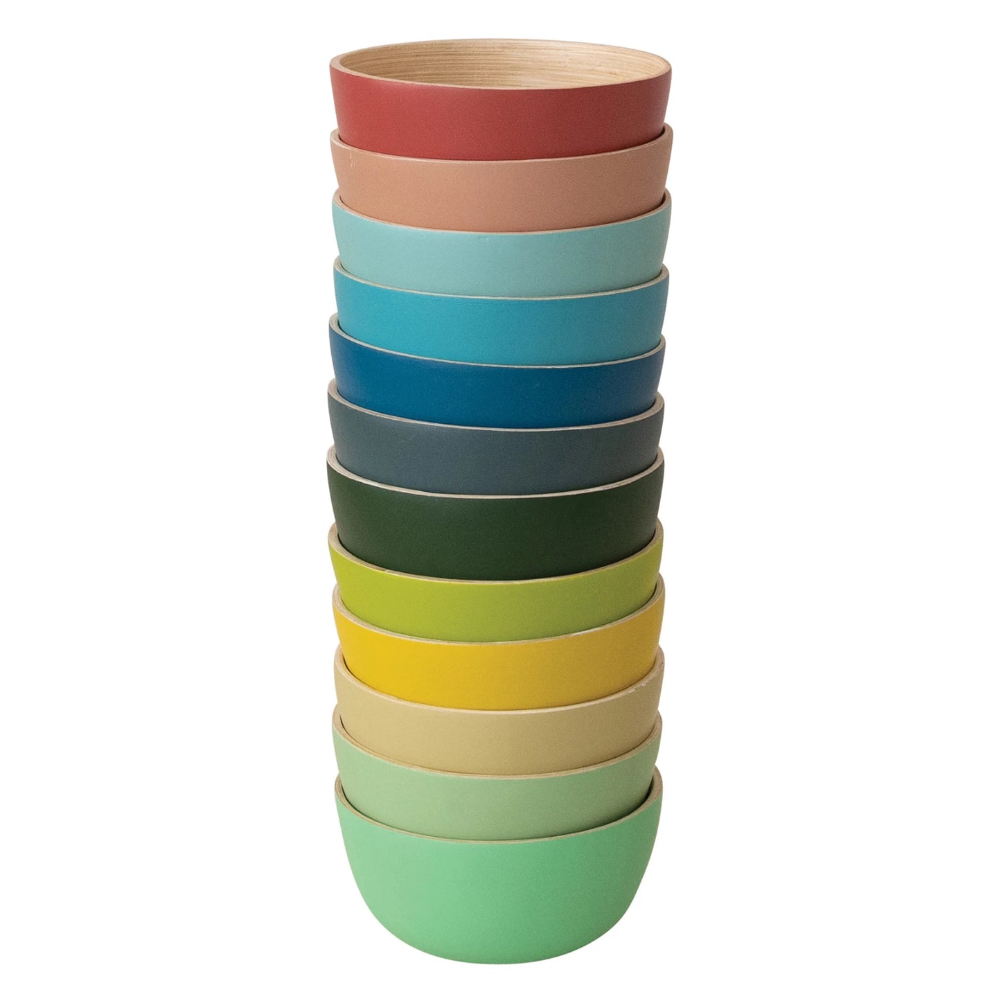 Bamboo Bowl w/ Natural Finish Inside, 12 Matte Colors