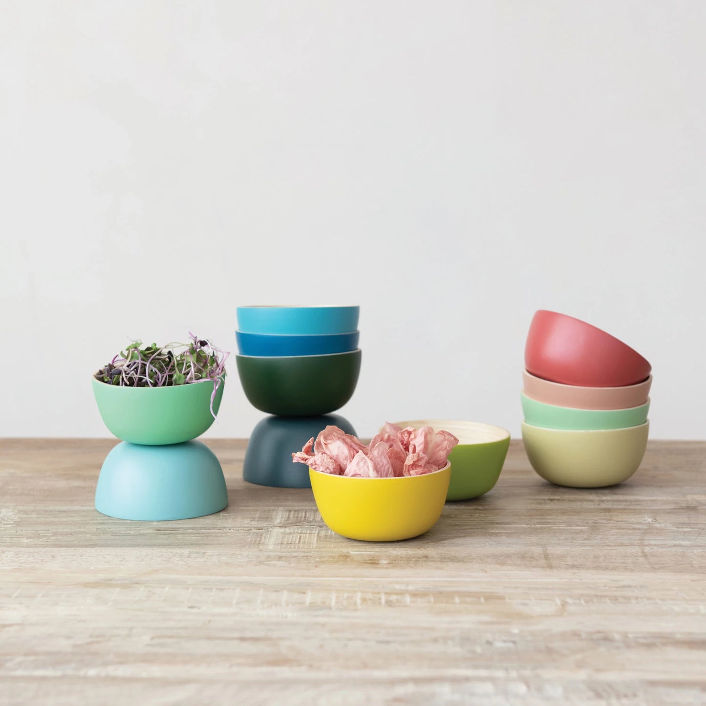 Bamboo Bowl w/ Natural Finish Inside, 12 Matte Colors