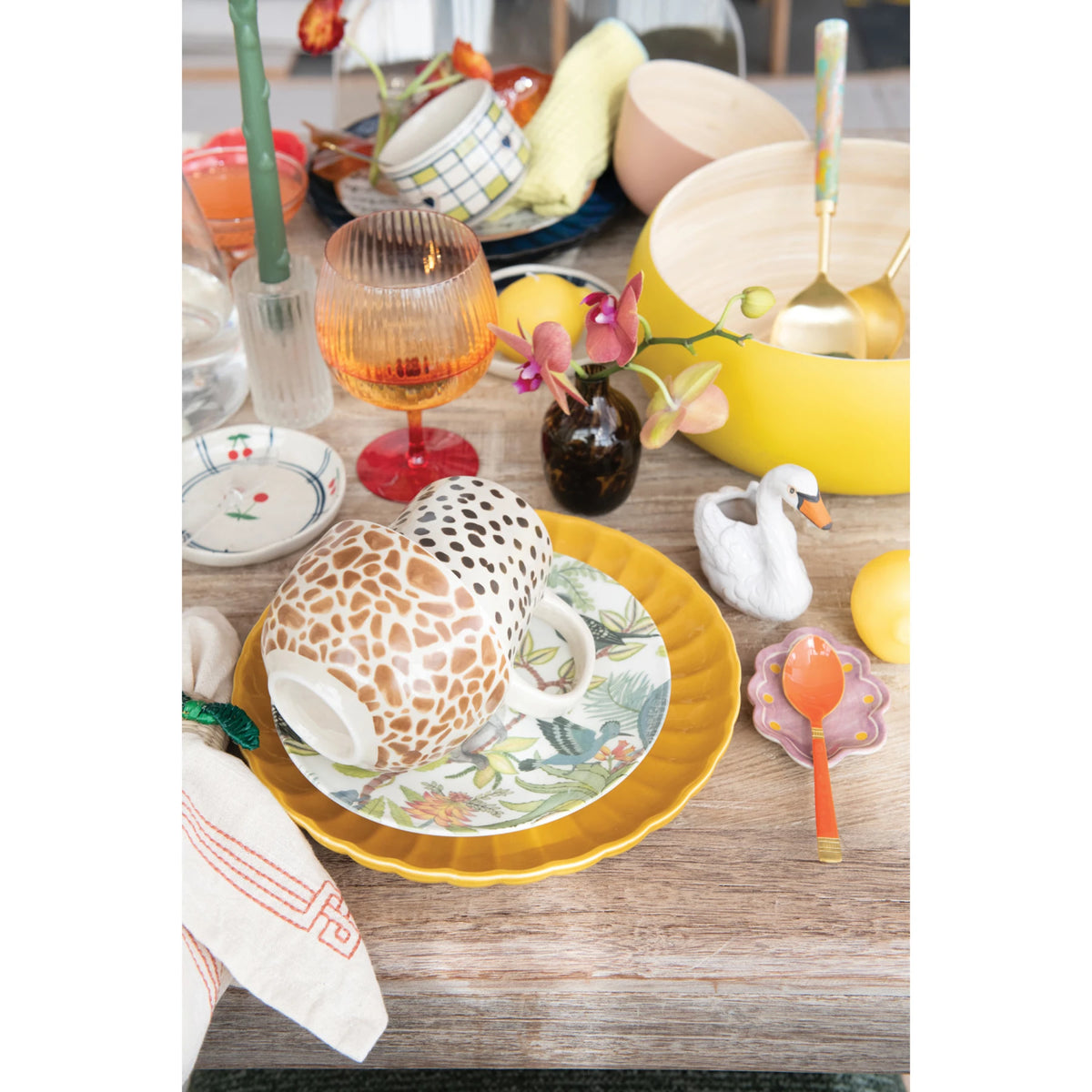 Stoneware Swan Shaped Toothpick Holder, White, Orange Color & Black
