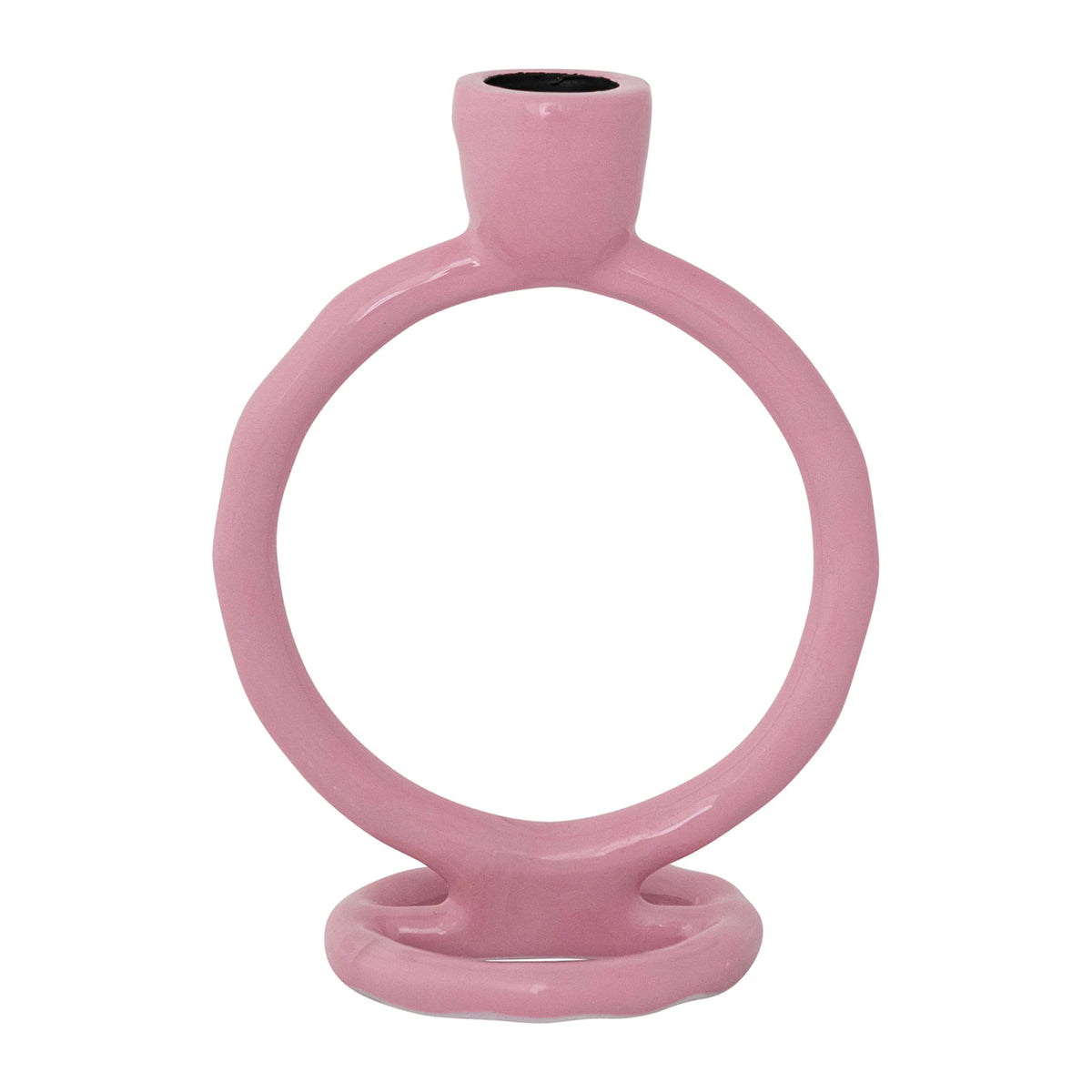 Enameled Aluminum Circle Taper Holder, Pink