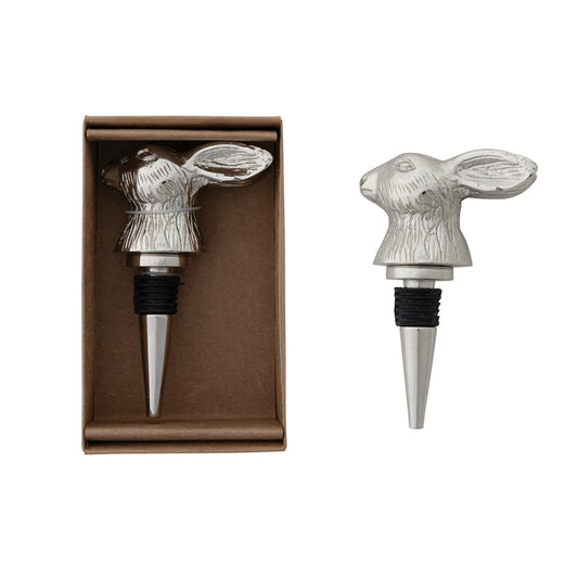 Cast Aluminum Rabbit Head Bottle Stopper in Kraft Box