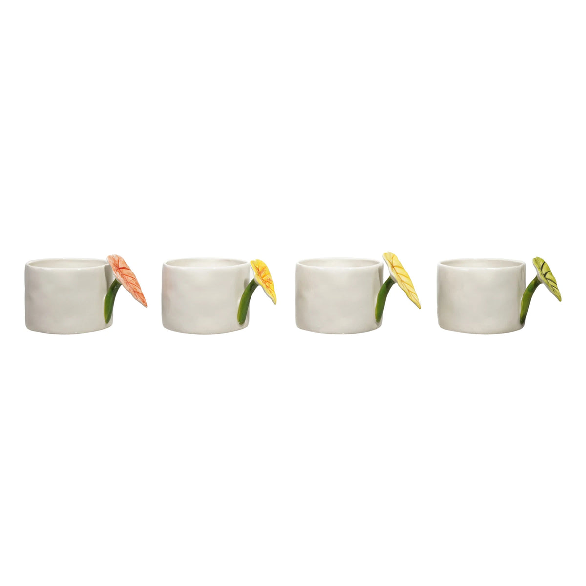 10 oz. Hand-Painted Mug with Leaf Shaped Handle