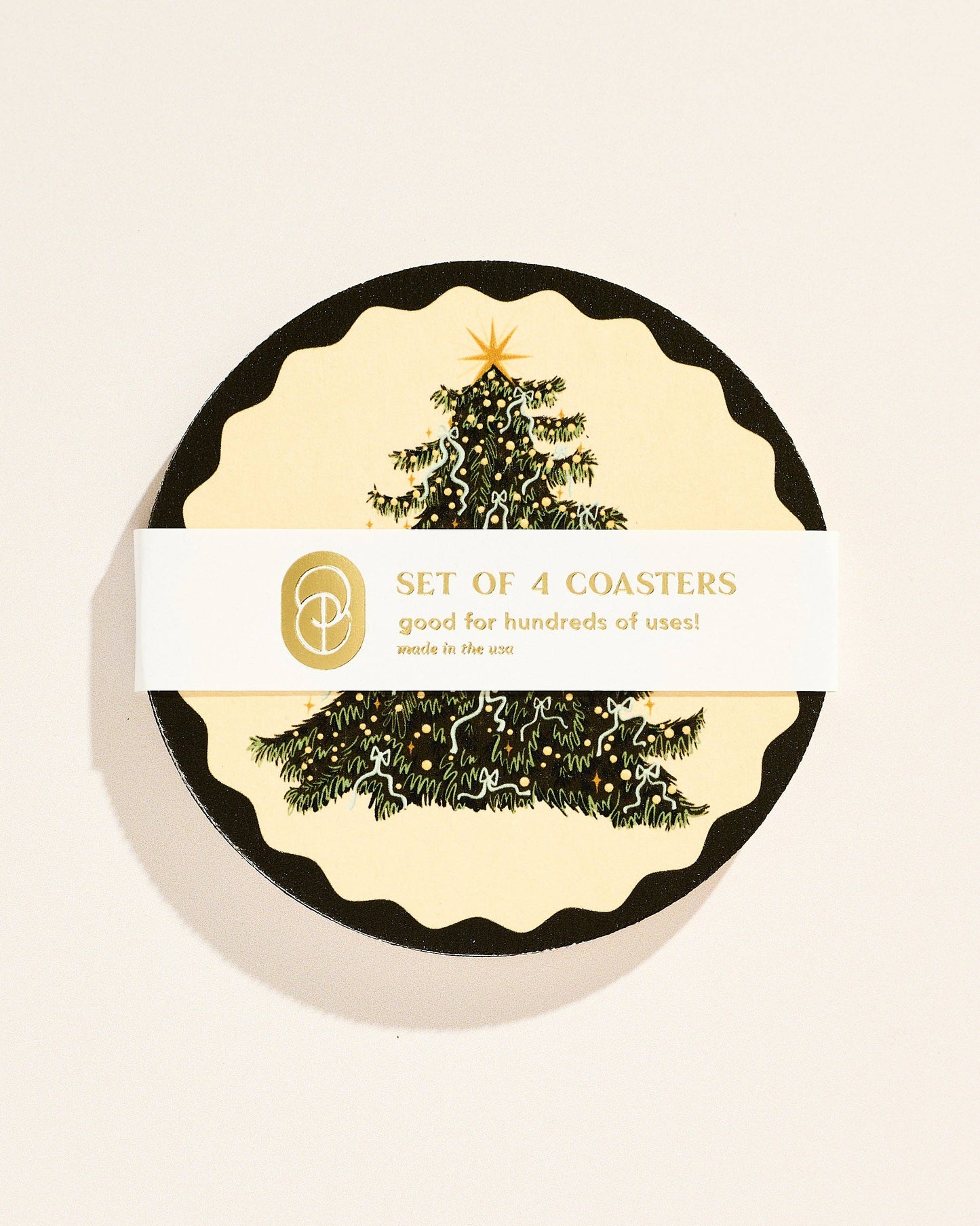 Classic Christmas Tree Coasters - Set of 4