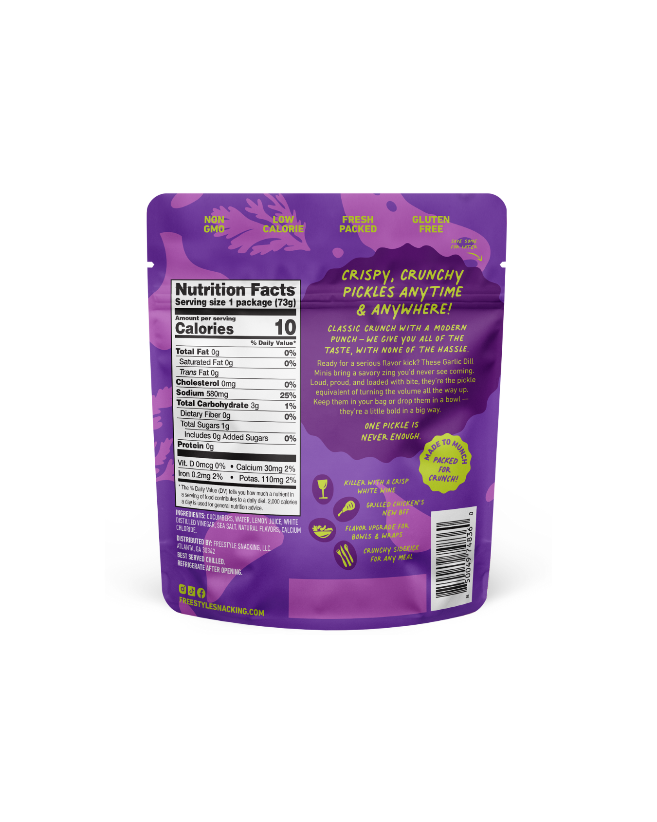 Garlic Dill Mini Pickles 4.5oz - Freestyle Snacks