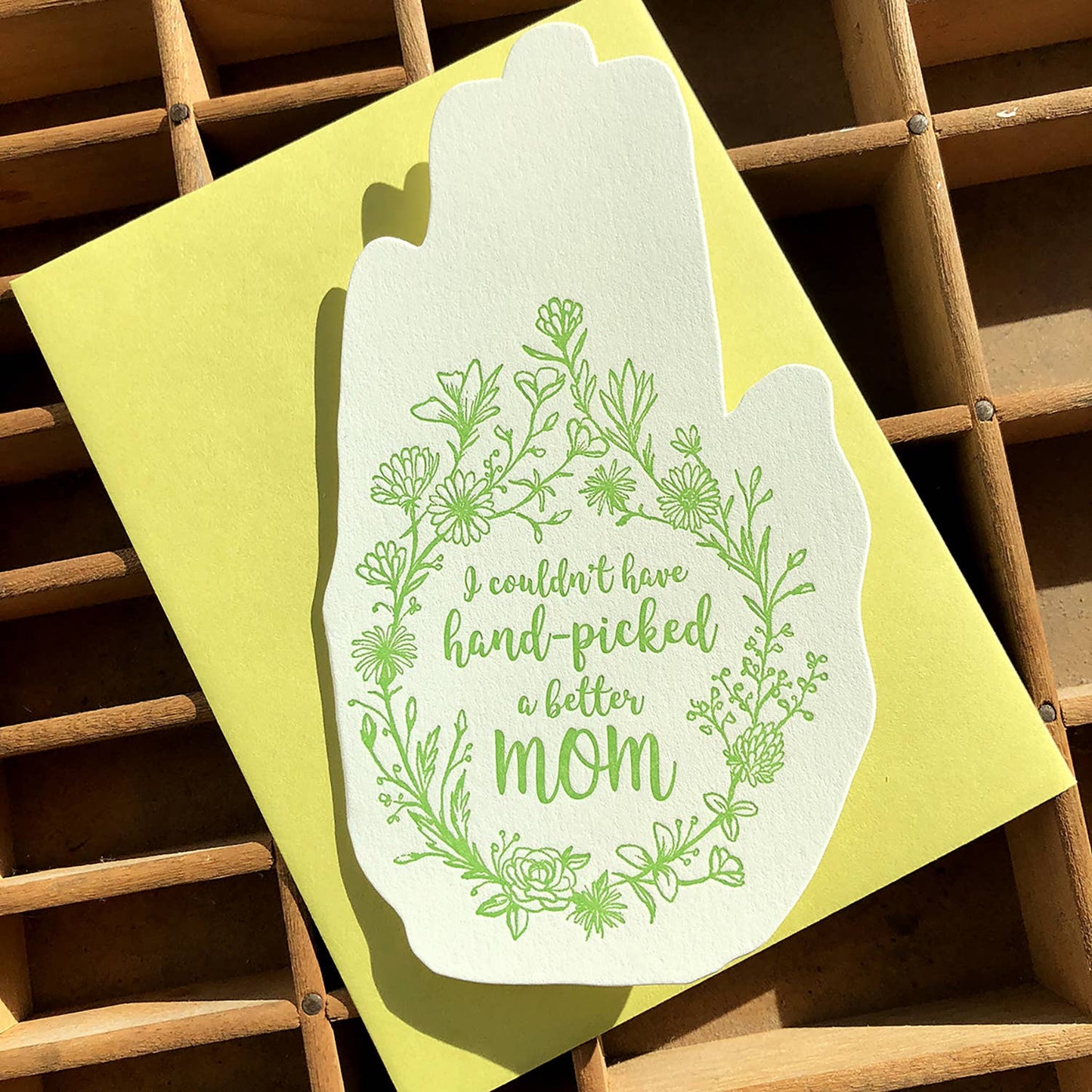 Hand-picked mom shaped card