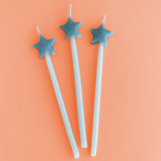 Blue Star Shaped Birthday Candle Set (x3)