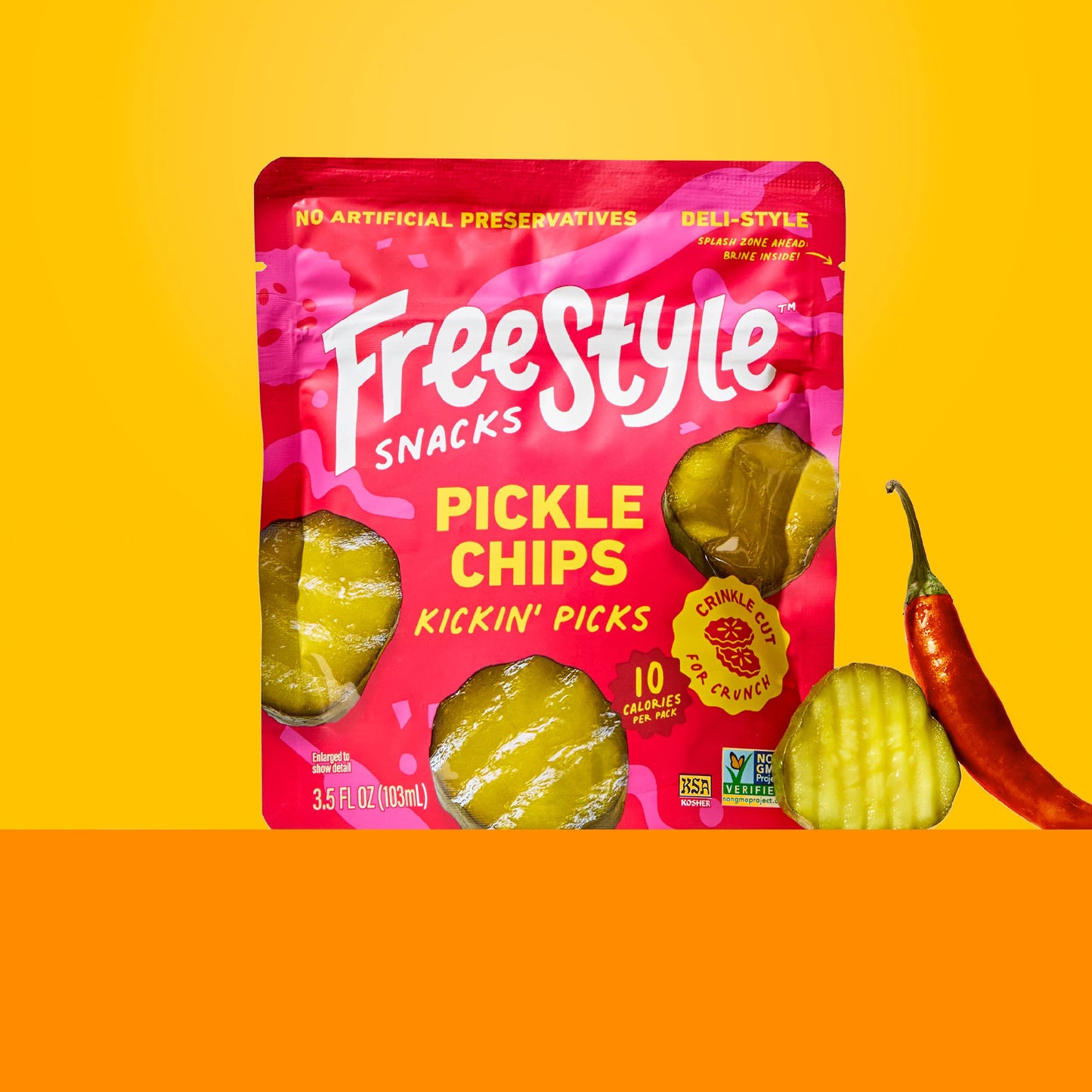 Spicy Dill Pickle Chips 3.5oz - Freestyle Snacks