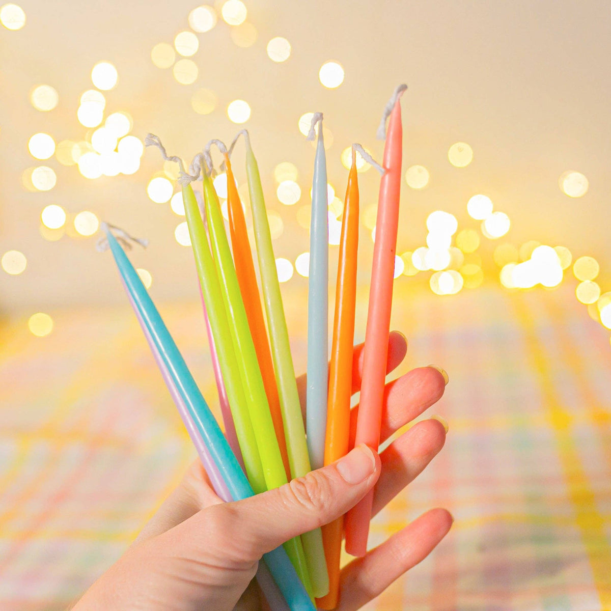 Pastel Rainbow Tapered Candle Set (x12)