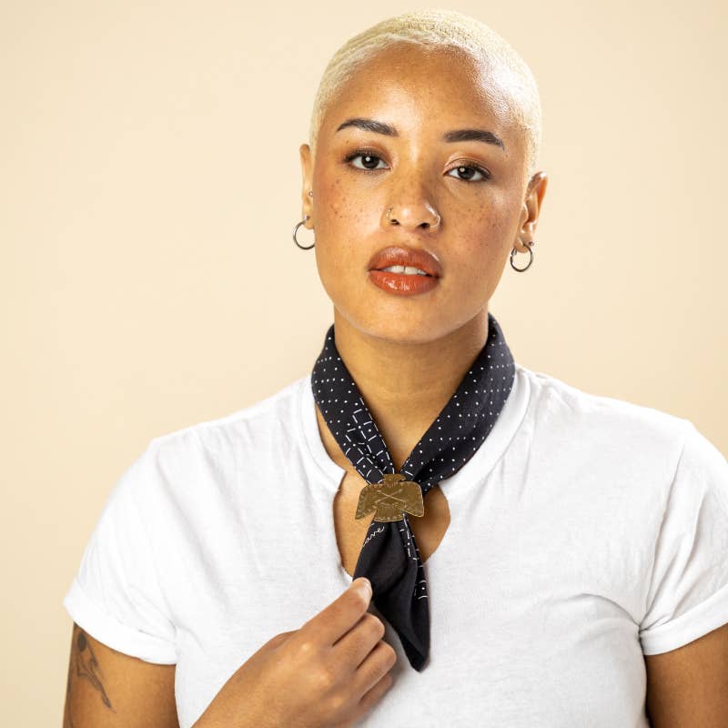 Brass Bandana Slide - Large Thunderbird - Scarf Ring