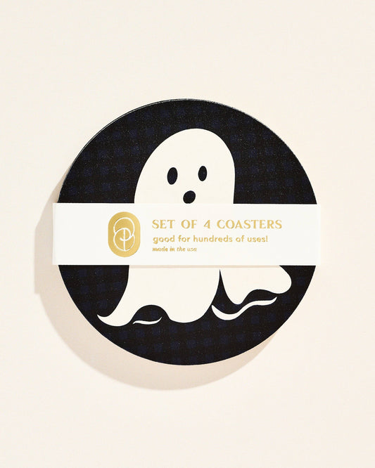 Spooky Ghost Halloween Coasters - Set of 4